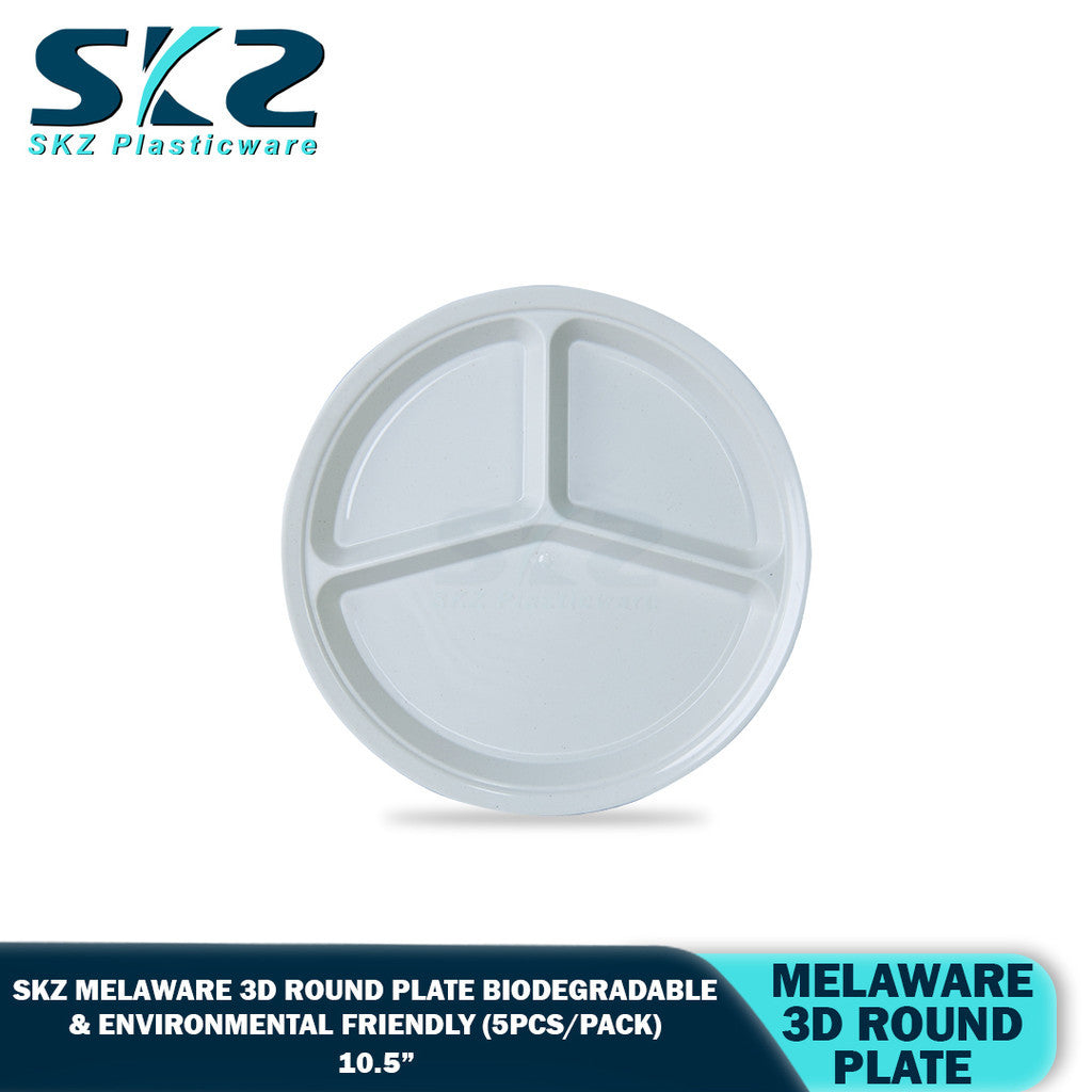 3D 10.5" Round Melaware Plate Biodegradable & enviromental friendly 5pcs/pack