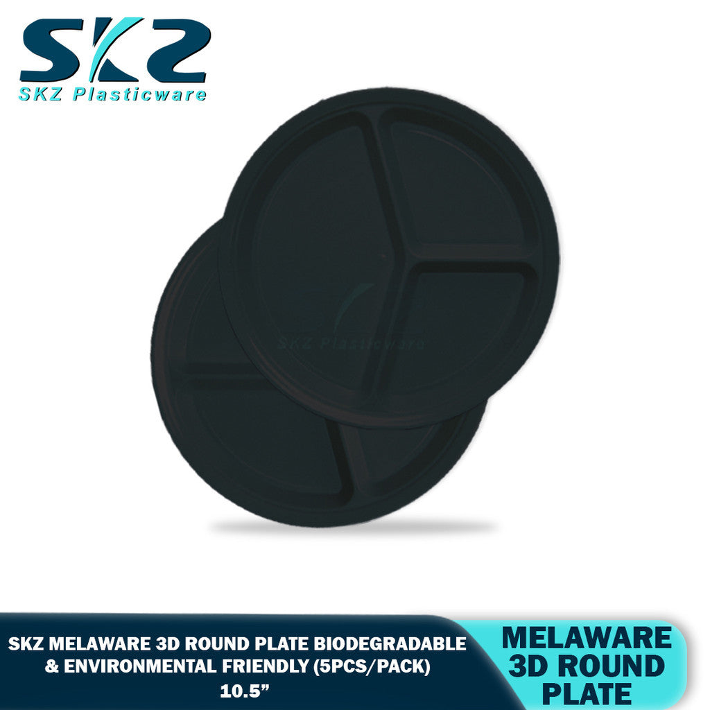 3D 10.5" Round Melaware Plate Biodegradable & enviromental friendly 5pcs/pack