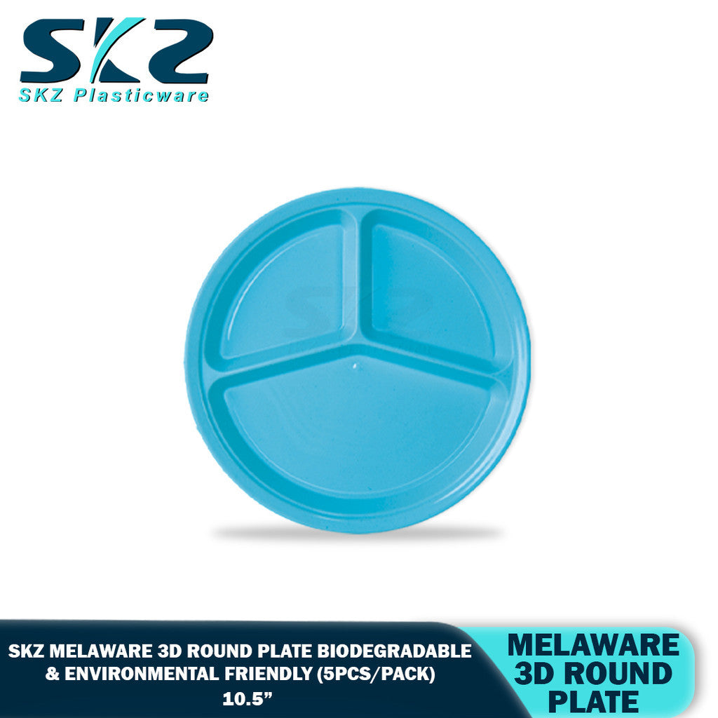 3D 10.5" Round Melaware Plate Biodegradable & enviromental friendly 5pcs/pack