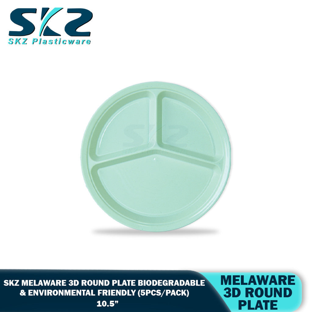 3D 10.5" Round Melaware Plate Biodegradable & enviromental friendly 5pcs/pack