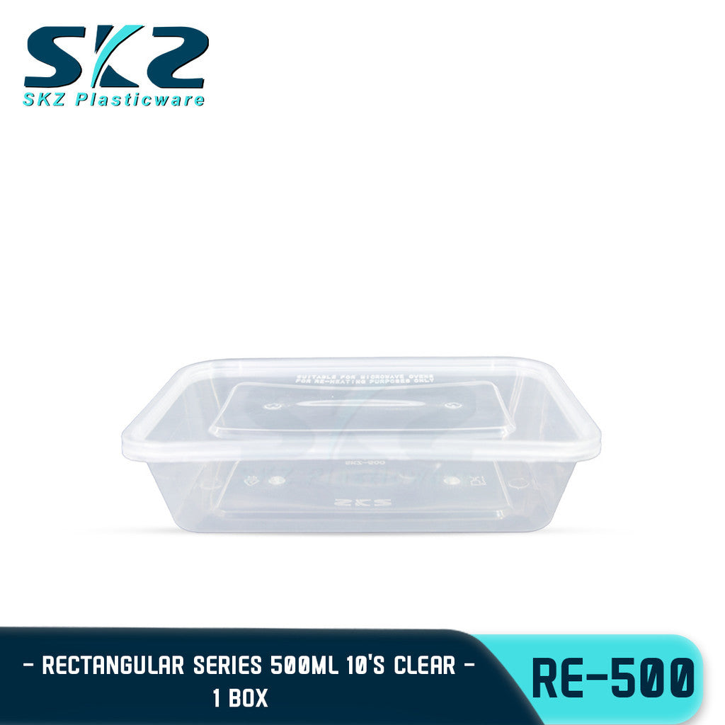 SKZ Clear Container Rectangular Series Re500 500ml 1 BOX