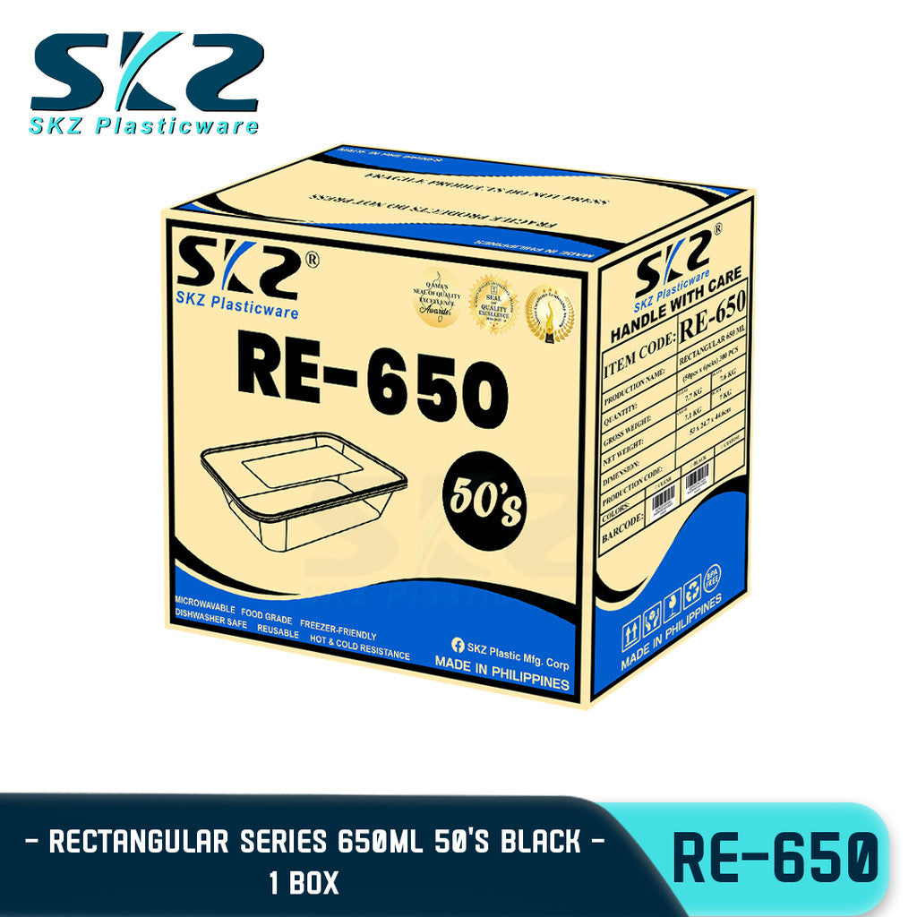 SKZ Black Container Rectangular Series Re650 650ml 1 BOX