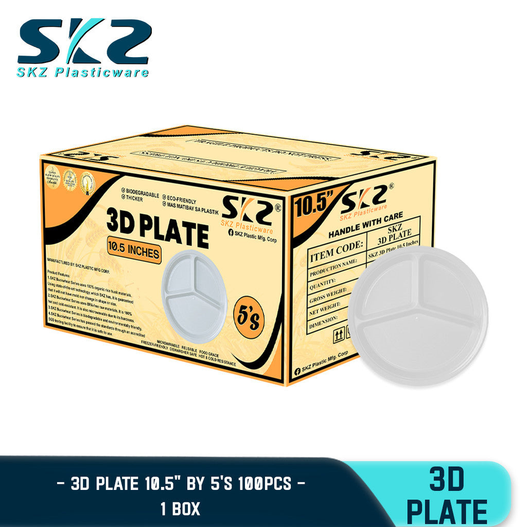 SKZ 3D 10.5" Round Melaware Plate Biodegradable & enviromental friendly 1BOX