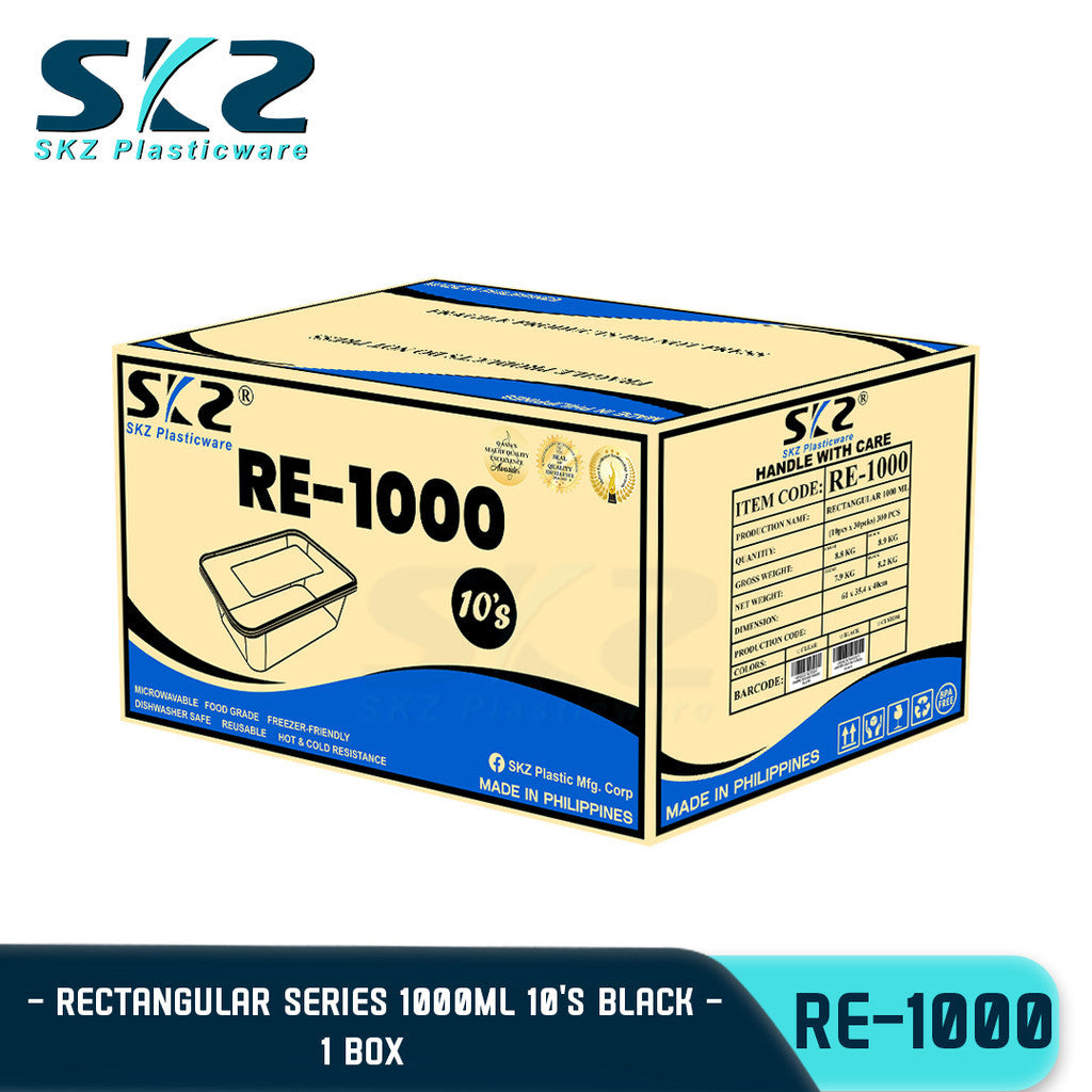 SKZ  Re1000 Black Container Rectangular Series 1000ml 1 BOX