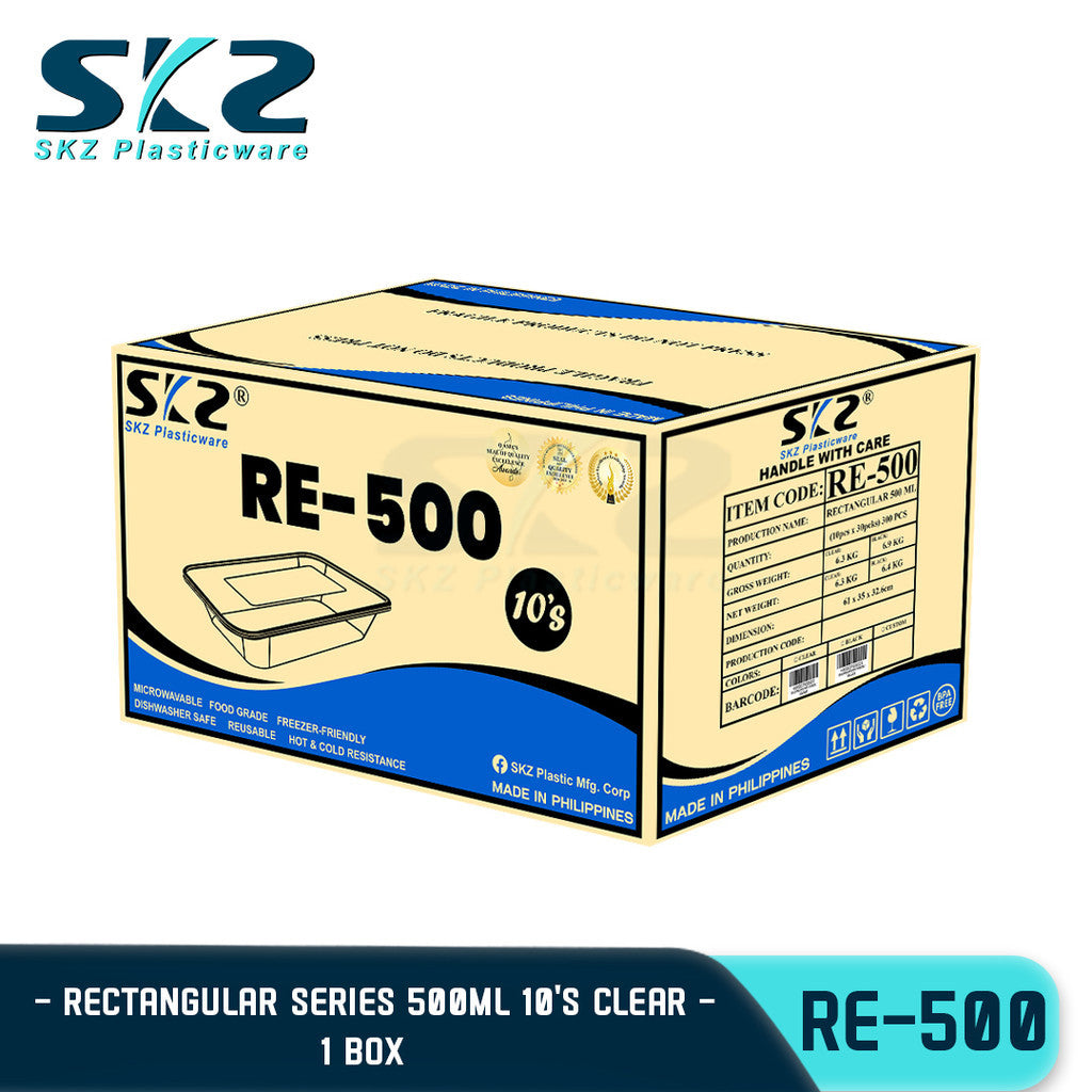 SKZ Clear Container Rectangular Series Re500 500ml 1 BOX