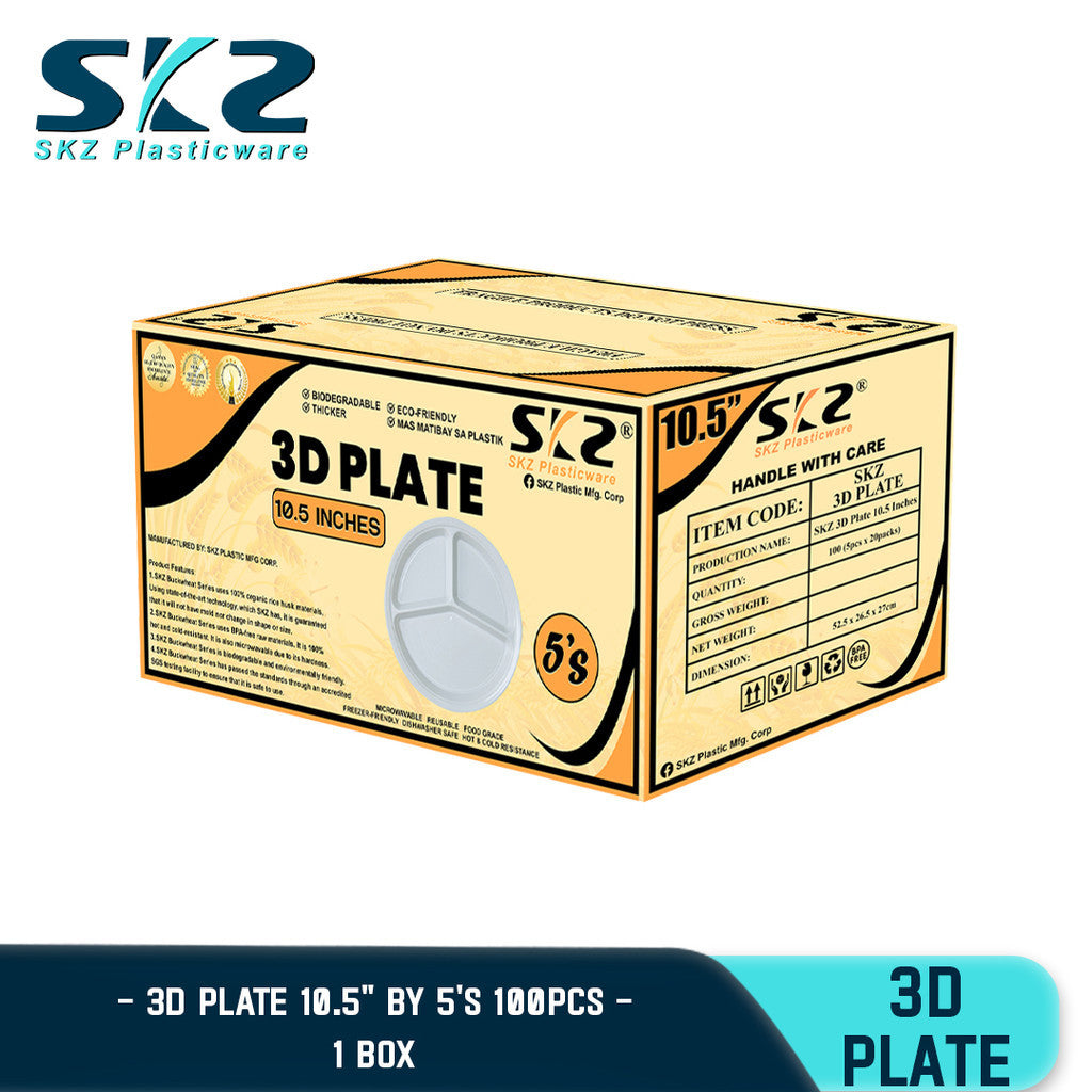 SKZ 3D 10.5" Round Melaware Plate Biodegradable & enviromental friendly 1BOX