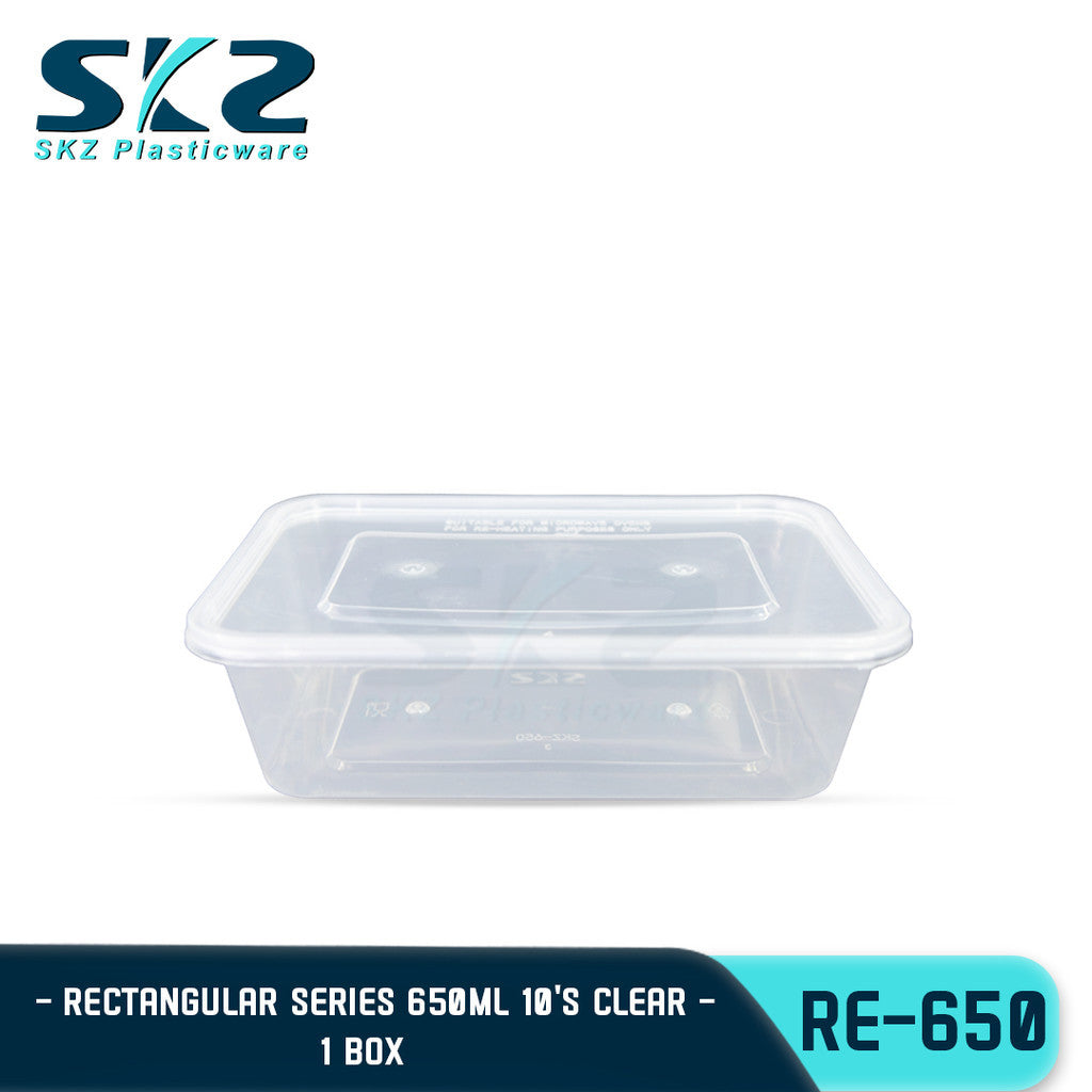 SKZ Clear Container Rectangular Series Re650 650ml 1 BOX