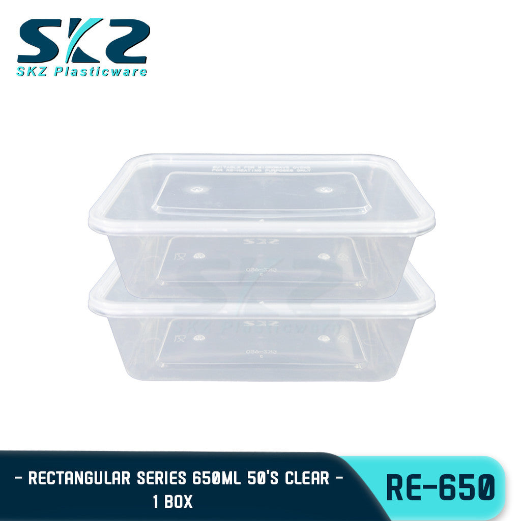 SKZ Clear Container Rectangular Series Re650 650ml 1 BOX