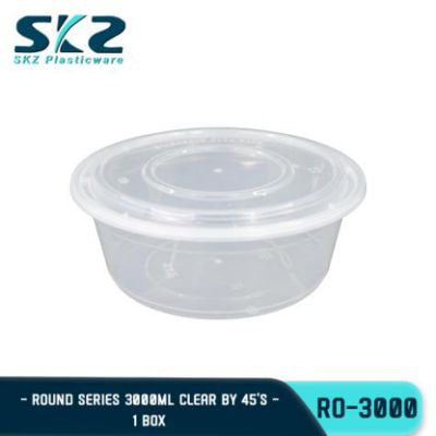 SKZ CLEAR CONTAINER ROUND SERIES R03000 CLEAR AND BLACK 1 BOX