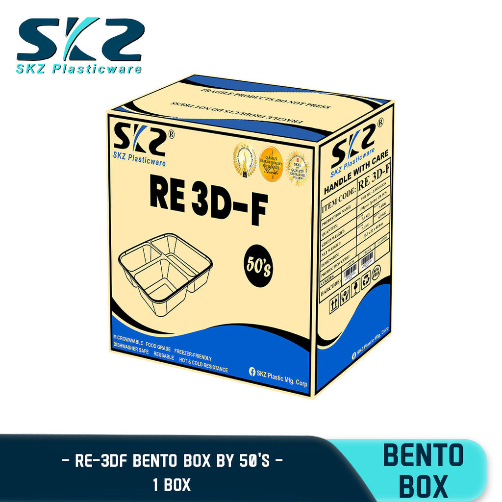 SKZ BENTO BOX RE 3 DIVISION F 1BOX[RE3D-F] ENVIRONMENTAL FRIENDLY FOOD STORAGE MICROWAVABLE