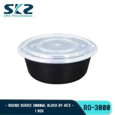 SKZ CLEAR CONTAINER ROUND SERIES R03000 CLEAR AND BLACK 1 BOX