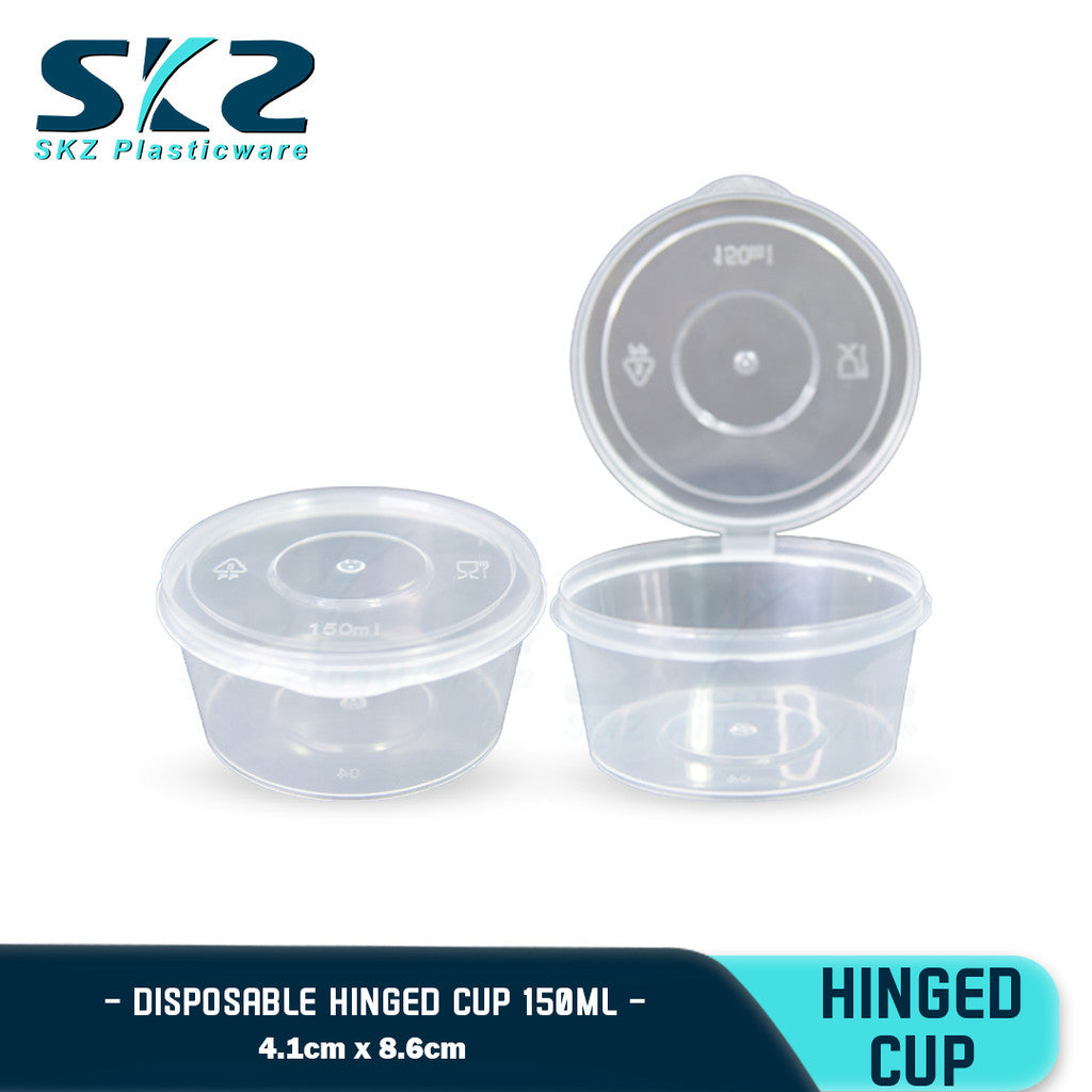 SKZ CLEAR HINGED CUP CONTAINER SERIES (150ML) ENVIRONMENTAL FRIENDLY SAUCER CUP