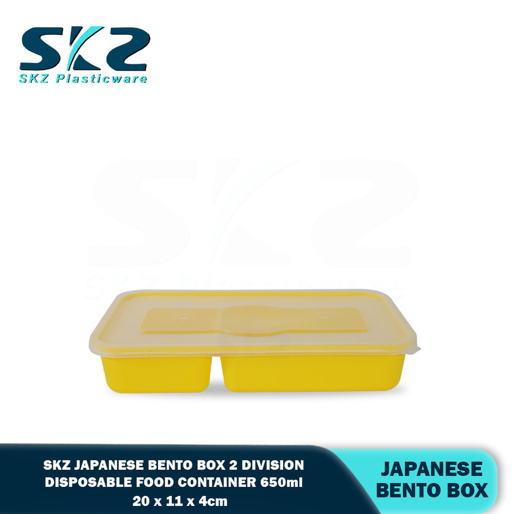 SKZ Japanese Bento JB-650 2-Division Rectangular Assorted Color  Microwavable Container 500ml
