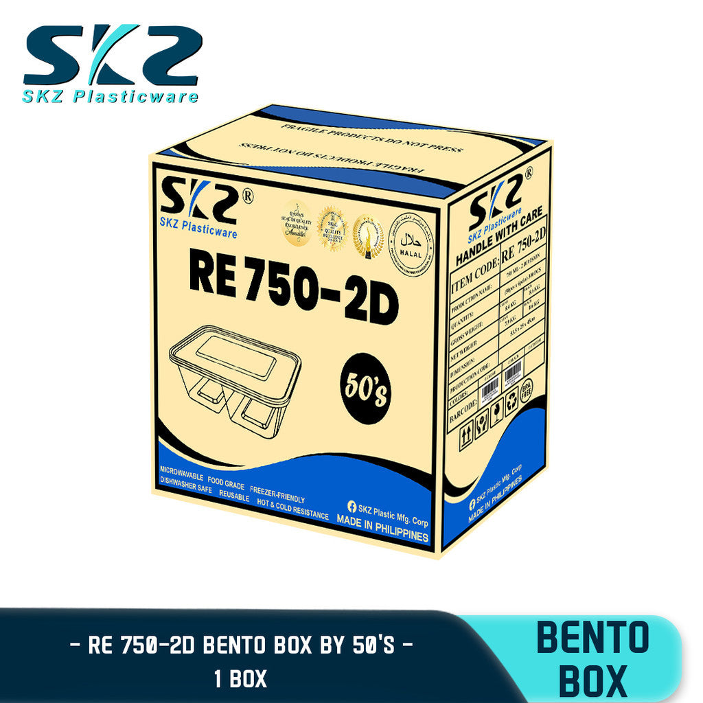 SKZ BENTO BOX RE750 2 DIVISION 1BOX [RE750-2D] ENVIRONMENTAL FRIENDLY FOOD STORAGE MICROWAVABL